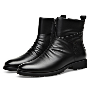 Bottes pour hommes tendance, cuir PU souple, bout fermé, chaussures de ville, haute qualité, bottes de loisirs pour hommes, chaussures habillées, mocassins formels - Product Image 3