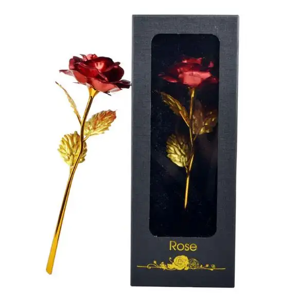 Nieuwe Ontwerp Valentijnsdag Geschenken 24K Gold Rose Bloem Bruiloft Creatieve Gift 24K Vergulde Rose Met zwarte Geschenkdoos