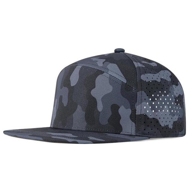 Snapback Caps Customized OEM Sports Cap Mesh Trucker Hat Flat Brim Structured Laser Cut Perforated Fashionable Quick Dry