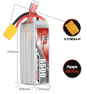 GNB 22.2V 6500/8000/10000mAh Lithium Polymer (<b>Lipo</b>) <b>Battery</b> Pack XT60 XT90 XT150 Plug Drone RC Helicopter Accessories Black - Product Image 5