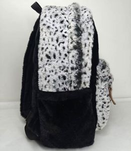 Leopard Print Patchwork Soft Faux Fur <b>Backpack</b> for Sutdent Women Men Plush <b>Backpacks</b> Mochilas Para Mujer - Product Image 2