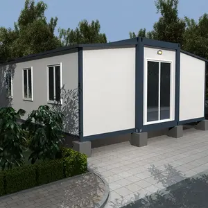 โครงสร้างเหล็ก 40 ฟุตบ้านไม้สวนห้องนอนภูมิทัศน์ชายหาดคุณสมบัติบ้านพักโรงแรม RV ค่ายวันหยุด
