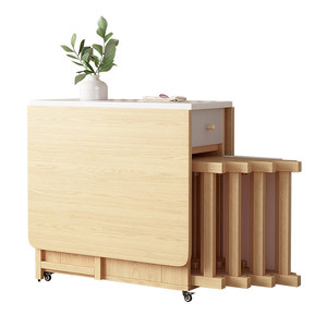 Mesa de Comedor Plegable Estilo Crema para Apartamentos Pequeños, Mesa de Comedor Rectangular con Sillas, Mesa Plegable, Mesa para Comer. - Product Image 5