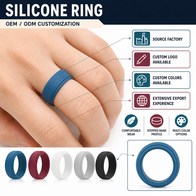 OEM Available Fashion Design Customized Logo & Color Sport Silicone Ring for Promotional & Daily Gift