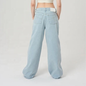 Fabricantes de ropa personalizada, fabricante de China, pantalones vaqueros holgados de cintura alta para mujer de pierna ancha con bolsillo para mujer - Product Image 6