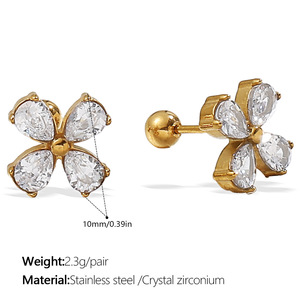 Hợp thời trang ngọc trai Stud Bông tai 18K vàng mạ thép không gỉ hoa thiết kế dị ứng miễn phí không thấm nước quà tặng đồ trang sức - Product Image 6