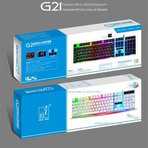 502-1 G21 Wired <b>USB</b> Full Size 104-Key English RGB Backlit Suspended Manipulator Feeling Home Game Luminous <b>Keyboard</b> - Product Image 4
