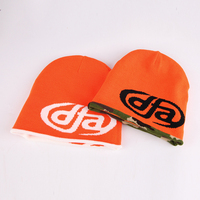 Op maat gemaakte logo reversibele camouflage jacquard gebreide Y2K streetwear hiphop heren dames wintermuts van hoge kwaliteit