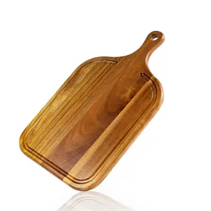 Mini tabla para picar queso, tabla de pan sólida, tabla de corte de madera de acacia con mango