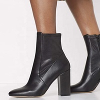 Bottines en cuir véritable personnalisées 2025 pour femmes, bottes d'hiver noires à talon épais, accessoires d'automne - Fabricant direct