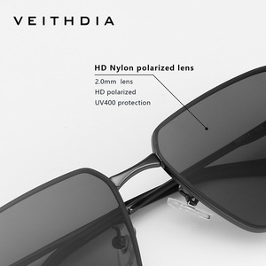 Veithdia Square Sunglasses Metal <b>Frame</b> Nylon Lens UV400 Protection For Men - Product Image 5