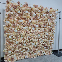 Großhandel Fabrikpreis Realistische Rosen-Morgenblumenwand Künstliche Seidenblumenrolle 8ft X 8ft Blumenwand für Hochzeit und Muttertag