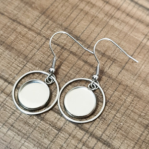Stainless Steel Geometric Pendant <b>Earrings</b> Round Hollow Design Ear <b>Hooks</b> Unisex Jewelry H1108 - Product Image 3