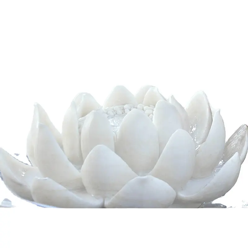Estatua de flor de mármol blanco puro para exteriores, escultura perfecta para Decoración
