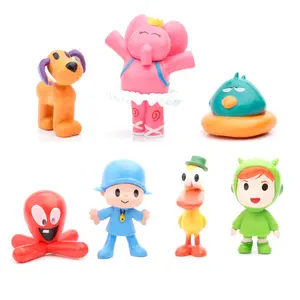 XUX 7pcs Cartoon Action Figures Duck Puppy Lula Ellie Elephant Model Cake Ornaments Kids Gift Wholesale