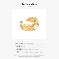 Trendiger Ring mit Feder-Textur und Großer Perle für Damen, Vergoldetes Messing, Minimalistischer Großer Perlenring, Markenschmuck OEM ODM