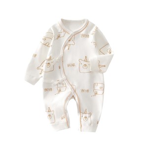 Pelele de algodón unisex para bebé recién nacido, estilo monje, con estampado de oso, manga larga, para gatear - Product Image 5