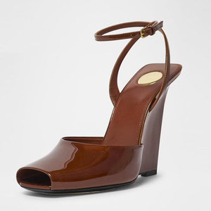 Nouvelles sandales compensées à bout ouvert avec bride à la cheville pour femmes - Product Image 2