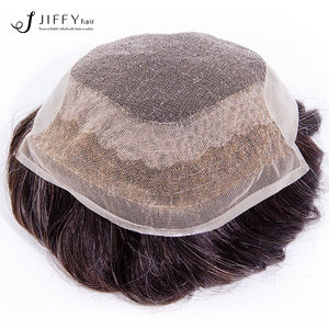 JIFFYHAIR en stock Toupet de cheveux indiens Remy de 7 '* 9' en dentelle française avec 1 'revêtement PU sur les côtés arrière OCT Hair System pour hommes - Product Image 4
