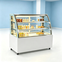 Vitrine Réfrigérée Professionnelle Élégante à Température Unique avec Verre Courbé pour Pâtisseries, Boulangeries et Desserts