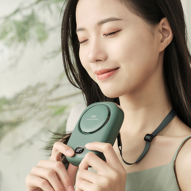 2026 High-Speed Brushless Foldable Portable Wearable Neck Fan with Three-Speed USB Rechargeable Battery English for Outdoor Use
