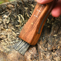 Couteau Champignon Pliant Manche En Bois Avec Brosse Couteau De Poche Camping En Plein Air Couteau De Cueillette De Jardin Multifonctionnel