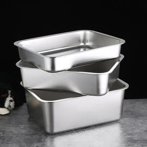 Kant-en-klare geïntegreerde kattenbak van roestvrij staal, anti-stoot, reinigingsvriendelijk, huisdierbenodigdheden, plastic binnenruimte, open kattentoilet - Product Image 1