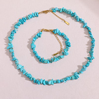 Bracelet et collier en pierres concassées naturelles irrégulières, plaqué or, étanche, bijoux de mode, vente en gros - Nouveauté très prisée