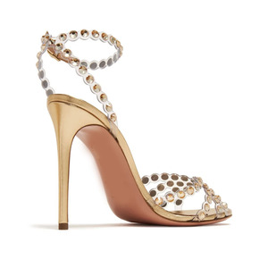 Scarpe da <span class=keywords><strong>Sposa</strong></span> Donna con Tacco Alto Sottile in PU Metallizzato e Grandi Strass Trasparenti in PVC, Stile Estivo 2026 - Product Image 3