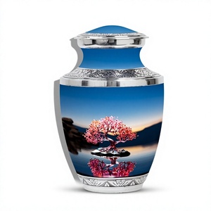 Urne pour adulte de crémation de l'arbre de vie rose-Urne commémorative Serene Waterside pour urne décorative de cendres humaines avec sac en velours gratuit - Product Image 1