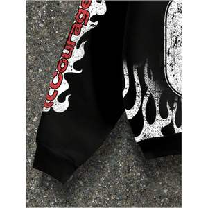 Sweat-shirt à capuche zippé pour homme, style Y2K, avec motif numérique, gothique, manches longues, streetwear décontracté, 100% coton tricoté - Product Image 3