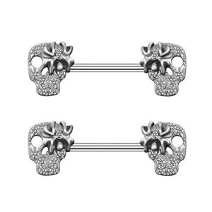 2025, superventas, anillos de <span class=keywords><strong>pezón</strong></span> de araña de acero quirúrgico 316L para mujeres y hombres, barra transparente CZ, barras de <span class=keywords><strong>pezón</strong></span> de Calavera, <span class=keywords><strong>Piercing</strong></span> para <span class=keywords><strong>pezón</strong></span> - Product Image 2