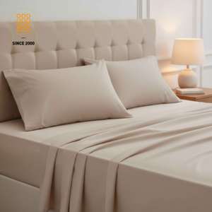 Juego de Sábanas de 4 Piezas de Algodón Peinado de Fibra Larga 300TC para Cama Queen, Suaves, Frescas y Frescas al Tacto, con Fundas de Almohada - Product Image 1