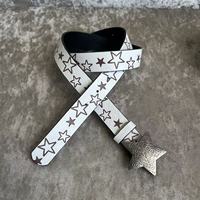 Ceinture en cuir PU imprimée motif étoile vintage Jiahao avec boucle en alliage, ceintures punk unisexes style Y2K à motif vintage