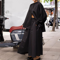 Chemisier décontracté ample et pantalon Palazzo 2 pièces Ensembles modestes printemps 2025 CO Ord ensemble femmes portent des ensembles de vêtements modestes