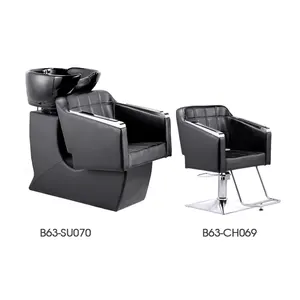 WMARK Lay Down Washing Salon Furniture Chair With Ceramic Bowl Silla De Champu Shampoo Chair For Barber And Salon Use