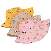 Topi pantai musim panas kasual warna custom dengan desain sapi kartun lucu, bahan beludru, cetak sublimasi digital, perlindungan UPF 50+