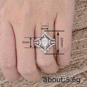 Anello con Cristallo a Goccia Corona per Donne, Stile Regale, Accessorio Moda per Uso Quotidiano e Feste - Product Image 4