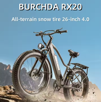 Vélo de montagne électrique Burchda Rx20 48V 26 pouces avec pneus larges, cadre en alliage d'aluminium, batterie au lithium, offre spéciale transfrontalière