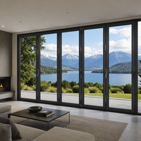 Porte pliante en aluminium de haute qualité avec vue panoramique, étanche, coupe-vent, verre trempé Low-E pour patio, jardin, villa