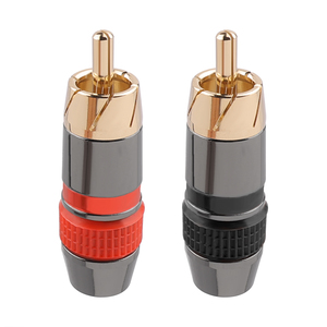 Connecteur <span class=keywords><strong>RCA</strong></span> plaqué or 24 carats OEM - Prise audio mâle avec design à vis, grande ouverture de 8,3 mm pour câble de haut-parleur DIY - Product Image 1