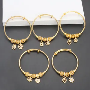 JXX Hot Selling Brass Adjustable Bracelets and Bangle Women 24k Gold Plated Jewelry Women Dubai Bridal Bangle