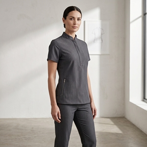 Uniformes de hospital YUHONG premium elásticos, de secado rápido y antibacterianos para uso clínico, conjuntos de uniformes médicos de corte moderno. - Product Image 4