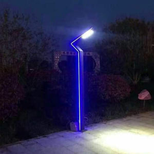 Lampe à pilier à bande bleue <span class=keywords><strong>avec</strong></span> détecteur de mouvement optique pour l'éclairage paysager de jardin, de route, de trottoir, lampadaire solaire - Product Image 4