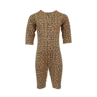 Combinaison bébé à manches longues à imprimé léopard caramel pour filles et garçons, fermeture à pression sur le devant, coton, nouveau-né, nourrisson, tout-petit, tenue unisexe