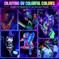 12 bâtons de peinture néon pour le visage et le corps, crayons de maquillage fluorescents UV sous lumière noire, kit de peinture faciale pour Halloween et soirées phosphorescentes