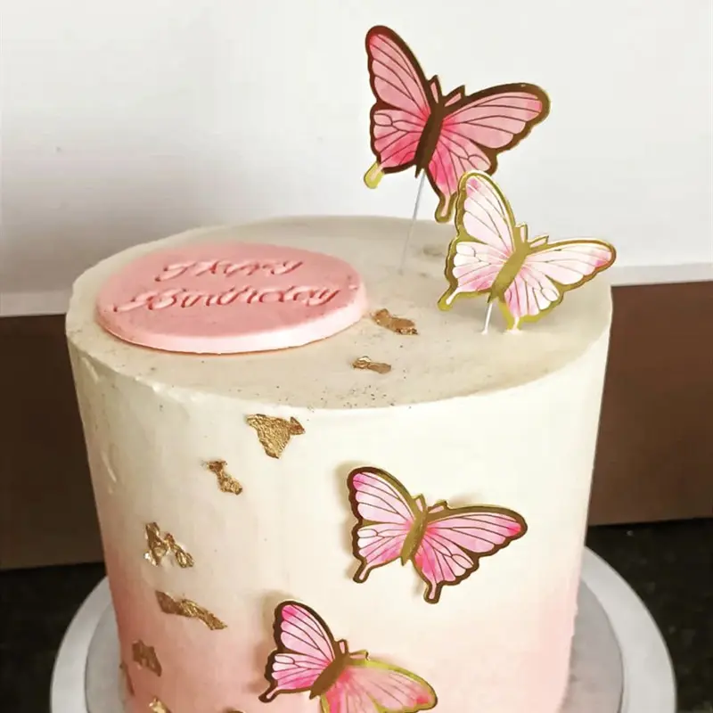 Borboleta Bolo Toppers, Borboleta 3D Cupcake Toppers Decorações para o aniversário das mulheres das meninas