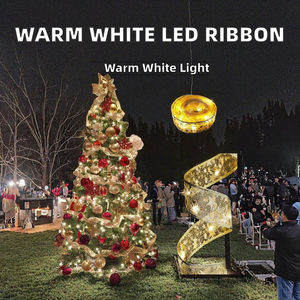 Lampu Pita LED Natal Warna Putih Hangat 2700K Tahan Air IP65 Grosir untuk Dekorasi Pesta Luar Ruangan, Cetakan Emas Perak, 15W DC6V - Product Image 2