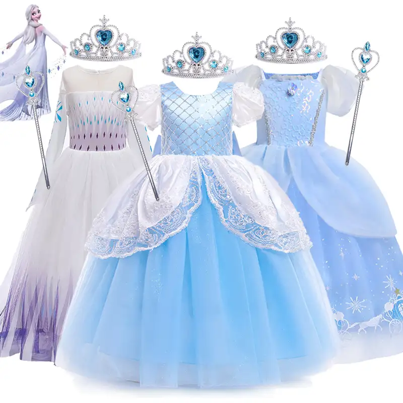LZH बच्चों फैंसी हेलोवीन राजकुमारी सिंड्रेला पोशाक बच्चों पार्टी Cosplay के लिए सिंड्रेला कॉस्टयूम लड़की एल्सा ड्रेस