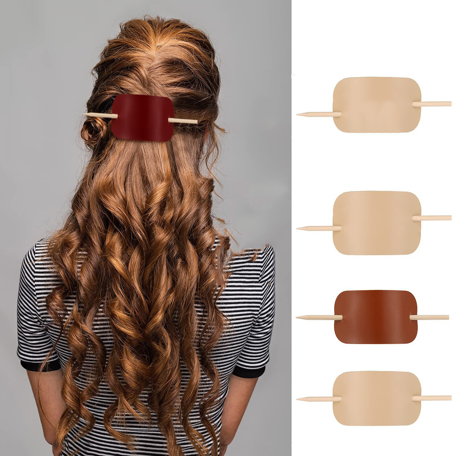 Женские заколки для волос ручной работы из искусственной кожи, шпильки для хвоста, аксессуары, шпильки для волос